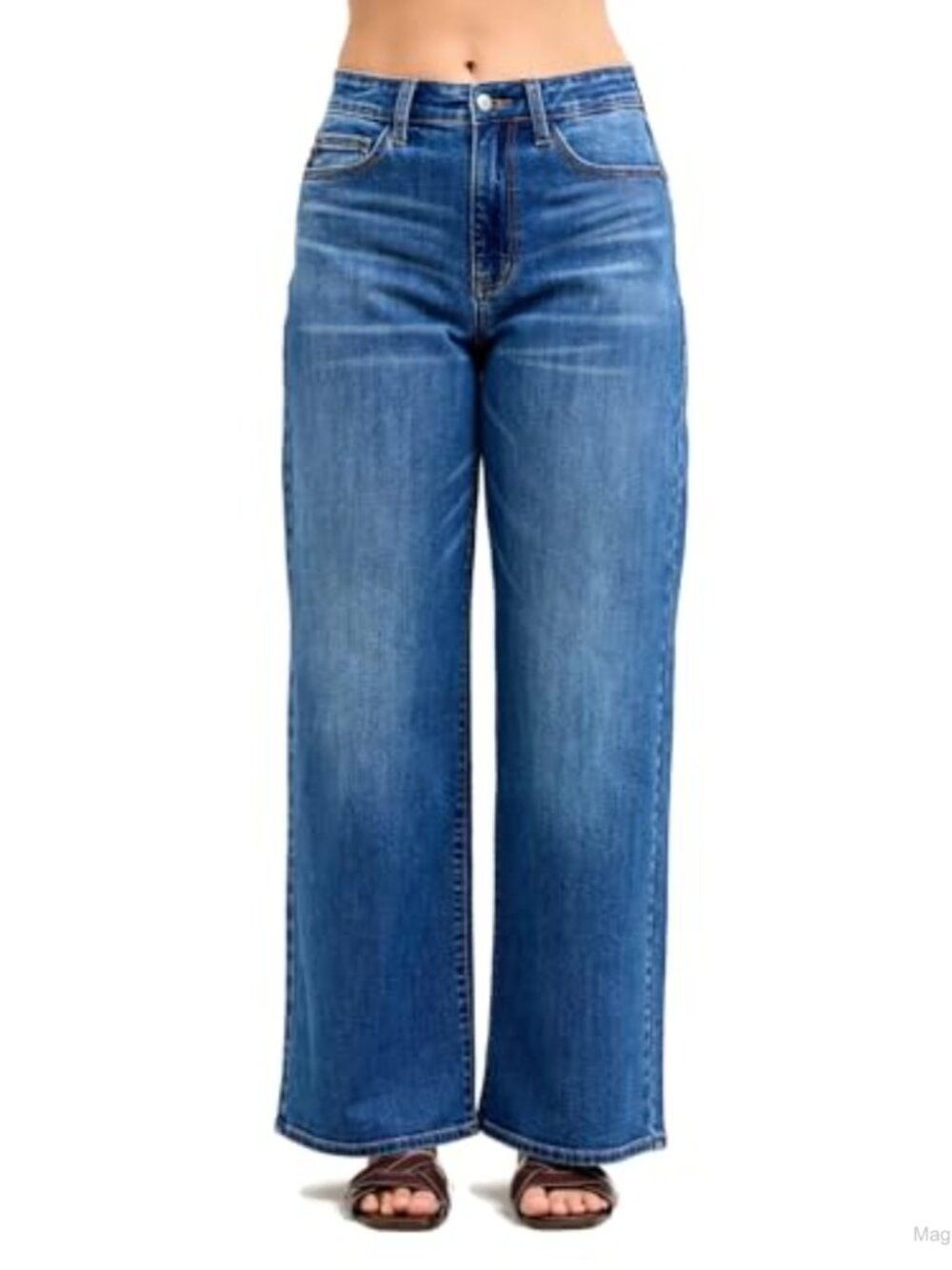 High Waist Stretch Baggy Jeans Relaxed Wide Leg 5-Pocket Denim